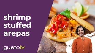 Venezuelan Sautéed Shrimp Stuffed Arepas | The Latin Kitchen