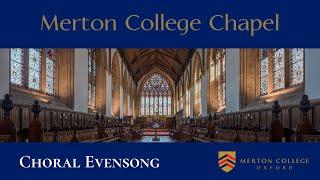 Choral Evensong - Thursday 1 May 2025 - from Merton College Chapel, Oxford