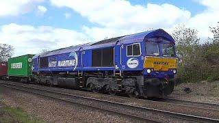 Felixstowe container freight trains at westerfield station 25/3/19