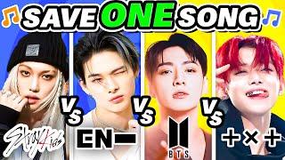 4 GROUPS BATTLE: STRAY KIDS vs ENHYPEN vs BTS vs TXT: Save One Song  Kpop Quiz 2024 | K-Music Quiz