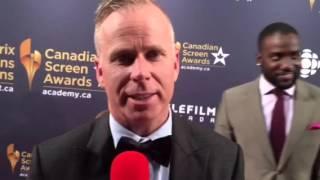 Gerry Dee star of Mr D chats w Rudy Blair Entertainment Media on the CSA Red Carpet