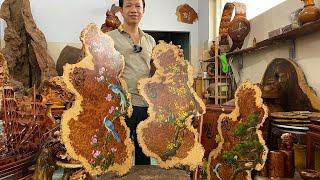 Tranh gỗ nu hương vẽ sơn dầu và ghép chữ gỗ rất đẹp (21-4-2022)