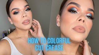 HOW TO COLORFUL CUT CREASE EYESHADOW TUTORIAL l Step by Step cut crease eyeshadow for beginners