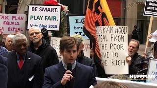 Ryan Huffman rips into GOP tax bill at Chicago rally