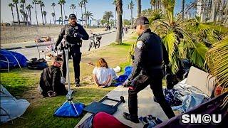 Police Arrest Two Homeless Individuals on Multiple Charges During Encampment Removal at Beach