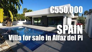 New villa from developer in one level for sale in Alfaz Del Pi in the province of Alicante, Spain