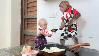 Bibi shows off tofu cooking skills for Lala and Hamter to enjoy!