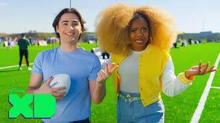 Descendants: The Rise of Red Stars Dara & Joshua Try NFL Flag Football | FOR THE WIN | @disneyxd