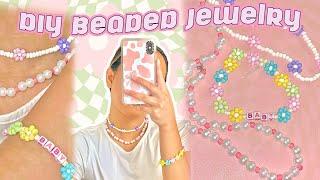 DIY BEADED JEWELRY NECKLACES + PHONE CHARM   DIY DAISY/FLOWERS