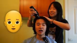 giving my brother a buzz cut...