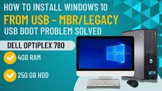 How to Install Windows 10 on Dell Optiplex 780 | 64bit | MBR |  | How to Boot from USB | 2024