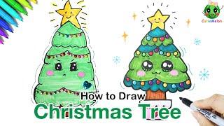 儿童亲子简笔画圣诞树How to Draw A Cute Christmas Tree|Funny Christmas Arts|Easy Drawings for kids简笔画教程