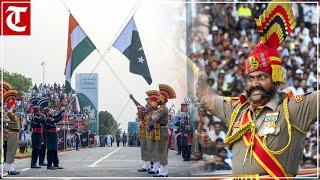 Beating retreat ceremony at the Attari border