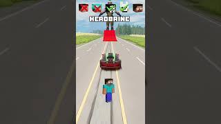 NOOB vs PRO vs HACKER vs HEROBRINE Car jump challenge!  #shorts #beamngdrive