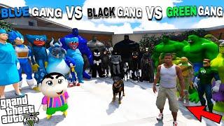 Franklin Green Gang Vs Shinchan Blue Gang Vs Chop Black Gang In GTA 5!