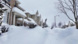 Relaxing Snowfall Walk in Buried Under Snow Canada - Toronto Suburbs Neighborhood