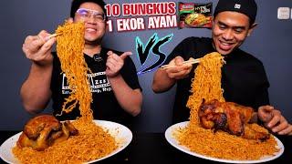 AKHIRNYA LOMBA MAKAN LAWAN @maxhill.antimage,10 BUNGKUS INDOMIE GORENG  AYAM GEPREK + 1 EKOR AYAM