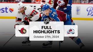 Senators at Avalanche | October 27, 2024 | NHL Full Game Highlights