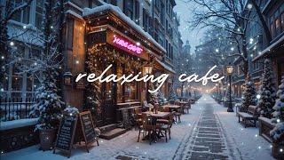 Cozy Winter Cafe Ambience with Relaxing Piano Jazz Music  Warm Jazz Music & Snowfall for Relax