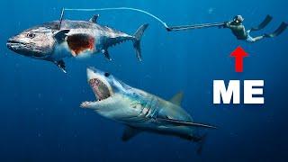 Giant Tuna Eaten Alive by Sharks (after I speared it)