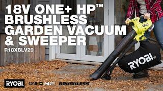 RYOBI 18V ONE+ HP™ Brushless Garden Vacuum & Sweeper (R18XBLV20) in action