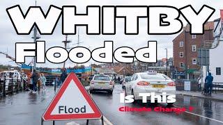 Whitby Weather - Town Flooded - Storm Pierrick - 4K April 2024