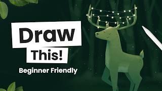 How To Draw This *viral* Deer Illustration  Easy Procreate Tutorial