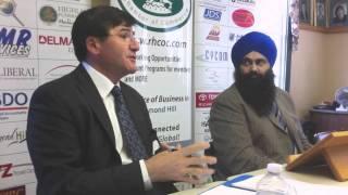 Minister Tim Uppal and MP Costas Menegakis at Richmond Hill Chamber of Commerce