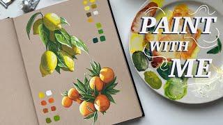 how to paint vibrant fruit with three colors  gouache