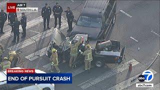 SUV smashes into pickup at end of police chase in South LA