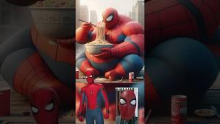 fat superheroes eating noodles at a stall Marvel & DC-All Characters #marvel #avengers #shorts