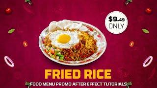 Food menu promo Motion Graphics After effect tutorials | product promo after effects