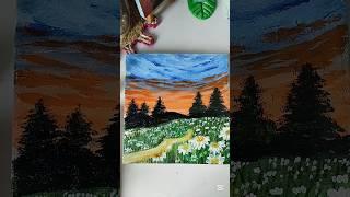 Landscape scenery #canvaspainting #shorts #art #artist #acrylicpainting #tutorial #painting #scenery