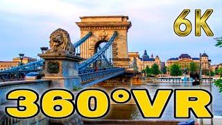 360° VR Széchenyi Chain Bridge Walking Tour Budapest Trip Hungary Travel 6K 3D Virtual Reality HD 4K