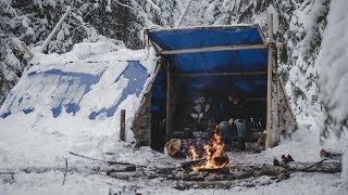 Building the Shed's Bench in Snow - Building a Long-term Camp | Entry: 008 - Camp Firlend