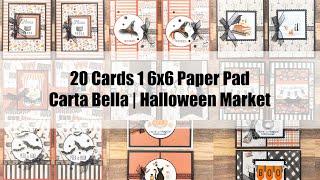 20 Cards 1 6x6 Paper Pad | Carta Bella | Halloween Market | Cute DIY Halloween Greeting Cards