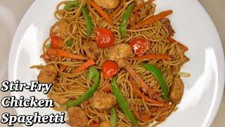 STIR-FRY CHICKEN SPAGHETTI  - Quick & Easy Chicken Spaghetti Recipe