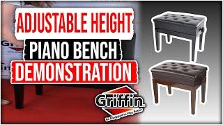 Griffin Adjustable Height Piano Bench with Storage Product Review and Demonstration Model AP5103