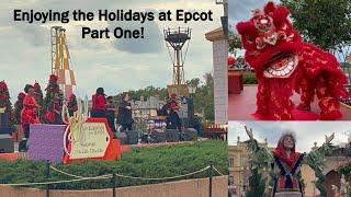 Enjoying the Holiday Offerings at Epcot Part 1! Holiday treats, storytellers, entertainment & more!