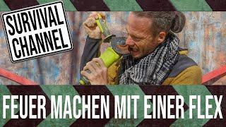 Kann man Feuer machen mit dem Winkelschleifer?   Heiko als Survival Trainer findet es heraus.