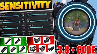 NEW UPDATE 3.8 CODE  PUBG MOBILE/BGMI SENSITIVITY SETTINGS 2025 | BEST SCOPE SENSITIVITY SETTINGS
