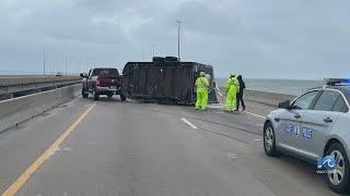 VSP: Overturned trailer shuts down northbound lanes of MMMBT