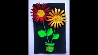 making sunflower painting with disposal glass /waste material craft/easy craft for kids #shorts 