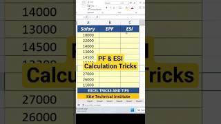 PF and ESI Calculation in Excel Tricks #shorts #salarysheet #exceltricks