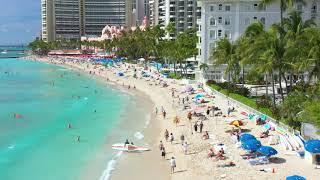 Drone View Beach Front In Honolulu Hawaii - (4K UHD) - (Copyright Free Content)