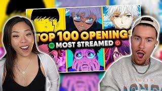 ANIME NOOBS REACT TO "Top 100 Most Streamed Anime Openings of All Time"