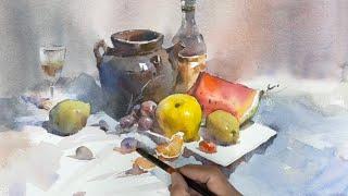 How to use watercolor  still life painting demonstration