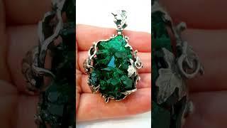 ПРОДАНО Кулон Процветание диоптаз кристалл,кованое серебро 925#jewellery #sunsvet #shorts