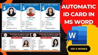 Automatic ID card creation using Excel in ms word in Tamil | How to make id card in Tamil