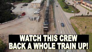 WATCH A TRAIN BACK UP.  Railroad Engineer Explains.  UNEXPECTED CATCH!